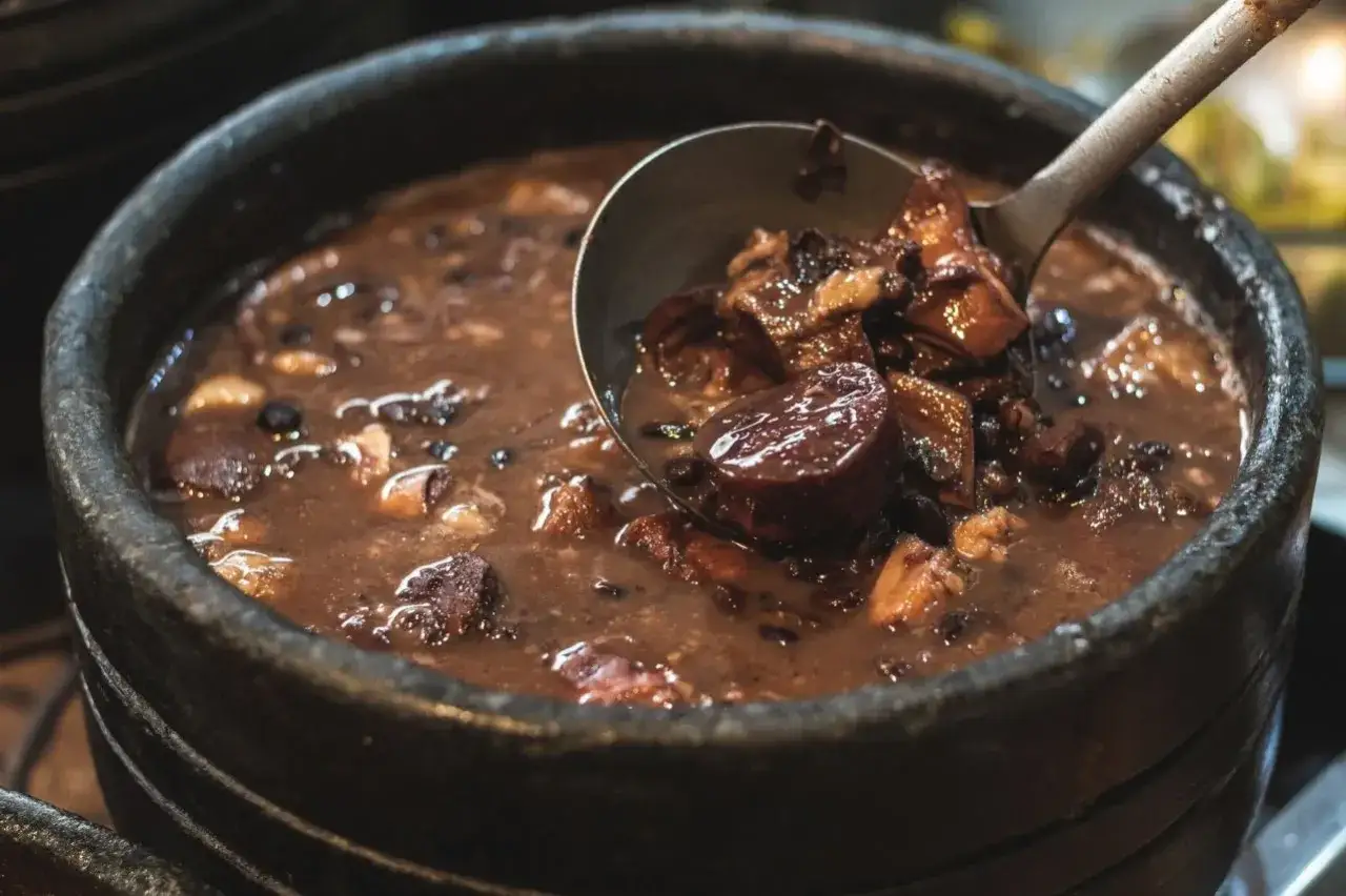 Gęste, aromatyczne chilli con carne z kawałkami mięsa i fasoli, nabierane chochlą z kamiennego garnka.